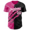 Custom Graffiti Pattern White Black-Pink 3D Scratch Authentic Baseball Jersey
