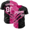 Custom Graffiti Pattern White Black-Pink 3D Scratch Authentic Baseball Jersey