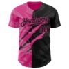 Custom Graffiti Pattern Black-Pink 3D Scratch Authentic Baseball Jersey