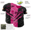 Custom Graffiti Pattern Black-Pink 3D Scratch Authentic Baseball Jersey