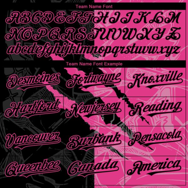 Custom Graffiti Pattern Black-Pink 3D Scratch Authentic Baseball Jersey