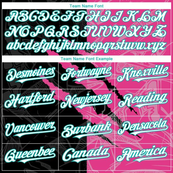 Custom Graffiti Pattern White Black Pink-Aqua 3D Scratch Authentic Baseball Jersey