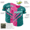 Custom Graffiti Pattern White Teal-Pink 3D Scratch Authentic Baseball Jersey