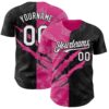 Custom Graffiti Pattern White Black-Pink 3D Scratch Authentic Baseball Jersey