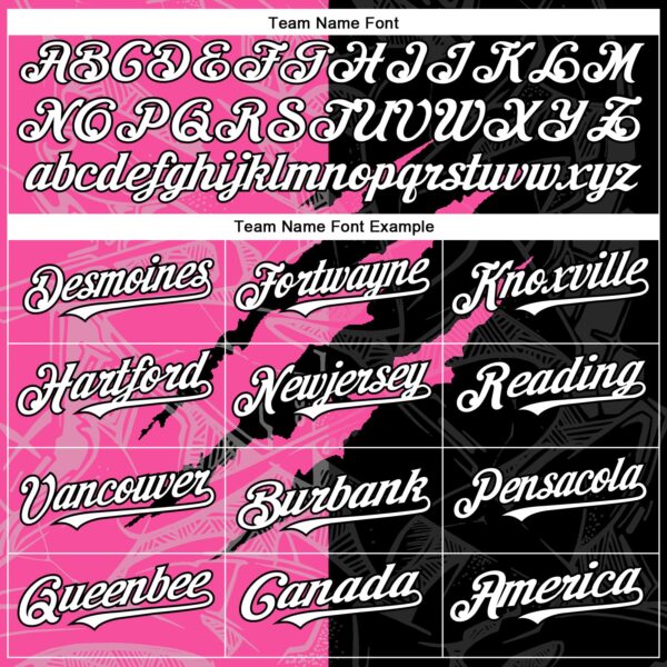 Custom Graffiti Pattern White Black-Pink 3D Scratch Authentic Baseball Jersey