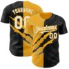 Custom Graffiti Pattern White Black-Gold 3D Scratch Authentic Baseball Jersey