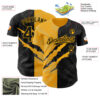 Custom Graffiti Pattern Black-Gold 3D Scratch Authentic Baseball Jersey