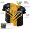 Custom Graffiti Pattern White Black-Gold 3D Scratch Authentic Baseball Jersey