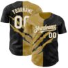 Custom Graffiti Pattern White Black-Old Gold 3D Scratch Authentic Baseball Jersey