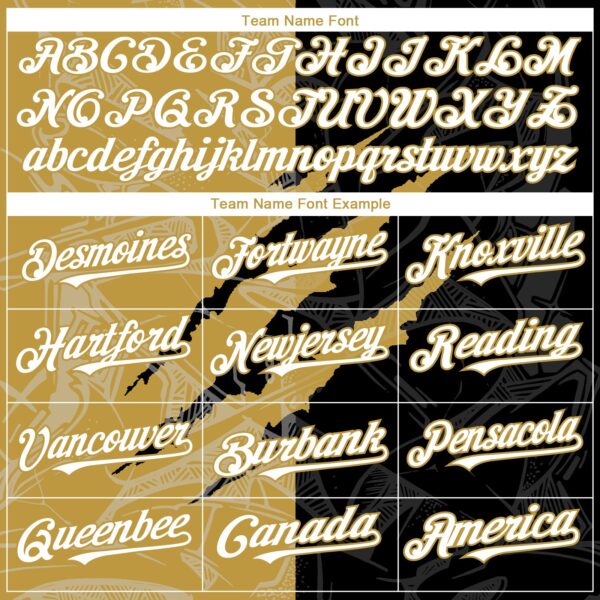 Custom Graffiti Pattern White Black-Old Gold 3D Scratch Authentic Baseball Jersey