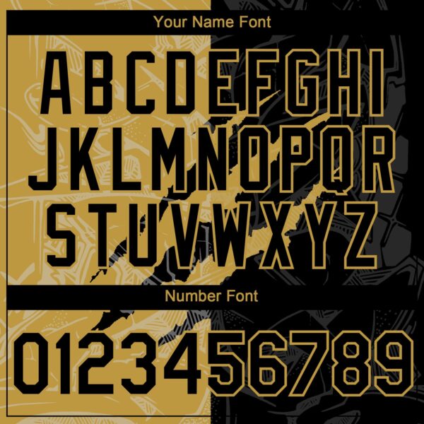 Custom Graffiti Pattern Black-Old Gold 3D Scratch Authentic Baseball Jersey