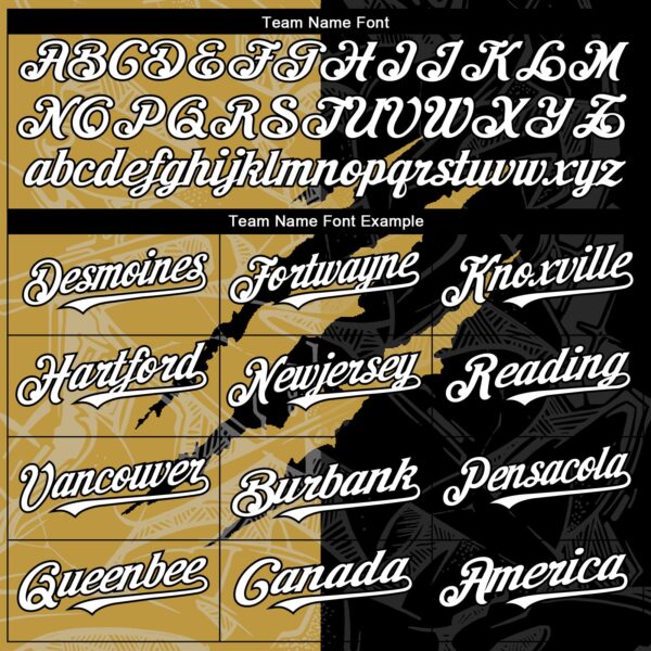 Custom Graffiti Pattern White Black-Old Gold 3D Scratch Authentic Baseball Jersey