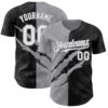 Custom Graffiti Pattern White Black-Gray 3D Scratch Authentic Baseball Jersey