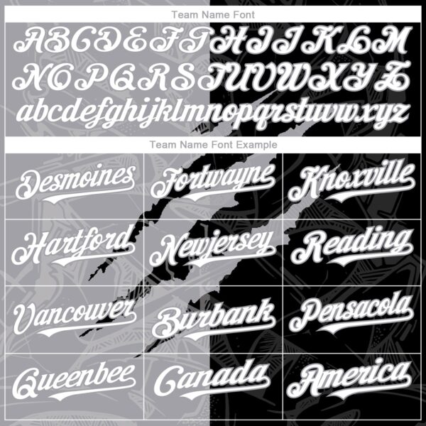 Custom Graffiti Pattern White Black-Gray 3D Scratch Authentic Baseball Jersey