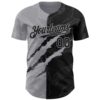 Custom Graffiti Pattern Black-Gray 3D Scratch Authentic Baseball Jersey