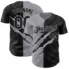 Custom Graffiti Pattern Black-Gray 3D Scratch Authentic Baseball Jersey