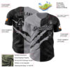 Custom Graffiti Pattern Black-Gray 3D Scratch Authentic Baseball Jersey