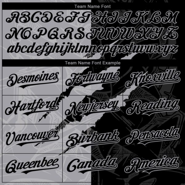 Custom Graffiti Pattern Black-Gray 3D Scratch Authentic Baseball Jersey