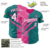 Custom Graffiti Pattern White Teal-Pink 3D Scratch Authentic Baseball Jersey