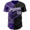 Custom Graffiti Pattern White Black-Purple 3D Scratch Authentic Baseball Jersey