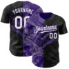Custom Graffiti Pattern White Black-Purple 3D Scratch Authentic Baseball Jersey