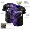 Custom Graffiti Pattern White Black-Purple 3D Scratch Authentic Baseball Jersey