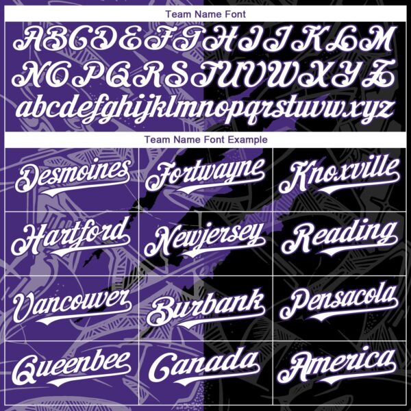 Custom Graffiti Pattern White Black-Purple 3D Scratch Authentic Baseball Jersey