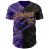 Custom Graffiti Pattern Purple Black-Yellow 3D Scratch Authentic Baseball Jersey
