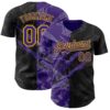 Custom Graffiti Pattern Purple Black-Yellow 3D Scratch Authentic Baseball Jersey
