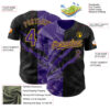 Custom Graffiti Pattern Purple Black-Yellow 3D Scratch Authentic Baseball Jersey