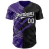 Custom Graffiti Pattern White Black-Purple 3D Scratch Authentic Baseball Jersey