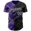 Custom Graffiti Pattern Gray Black-Purple 3D Scratch Authentic Baseball Jersey
