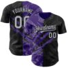 Custom Graffiti Pattern Gray Black-Purple 3D Scratch Authentic Baseball Jersey