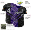 Custom Graffiti Pattern Gray Black-Purple 3D Scratch Authentic Baseball Jersey