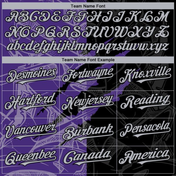 Custom Graffiti Pattern Gray Black-Purple 3D Scratch Authentic Baseball Jersey