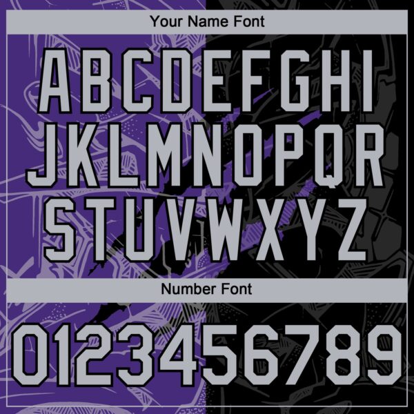 Custom Graffiti Pattern Gray Black-Purple 3D Scratch Authentic Baseball Jersey