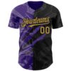 Custom Graffiti Pattern Old Gold Black-Purple 3D Scratch Authentic Baseball Jersey