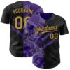 Custom Graffiti Pattern Old Gold Black-Purple 3D Scratch Authentic Baseball Jersey