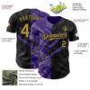 Custom Graffiti Pattern Old Gold Black-Purple 3D Scratch Authentic Baseball Jersey