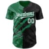 Custom Graffiti Pattern White Black-Kelly Green 3D Scratch Authentic Baseball Jersey