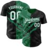 Custom Graffiti Pattern White Black-Kelly Green 3D Scratch Authentic Baseball Jersey