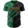 Custom Graffiti Pattern Black Kelly Green-Old Gold 3D Scratch Authentic Baseball Jersey