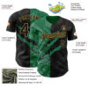 Custom Graffiti Pattern Black Kelly Green-Old Gold 3D Scratch Authentic Baseball Jersey