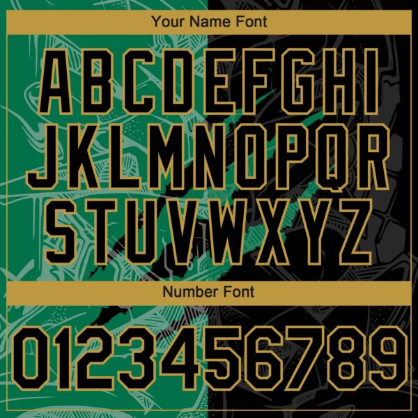 Custom Graffiti Pattern Black Kelly Green-Old Gold 3D Scratch Authentic Baseball Jersey