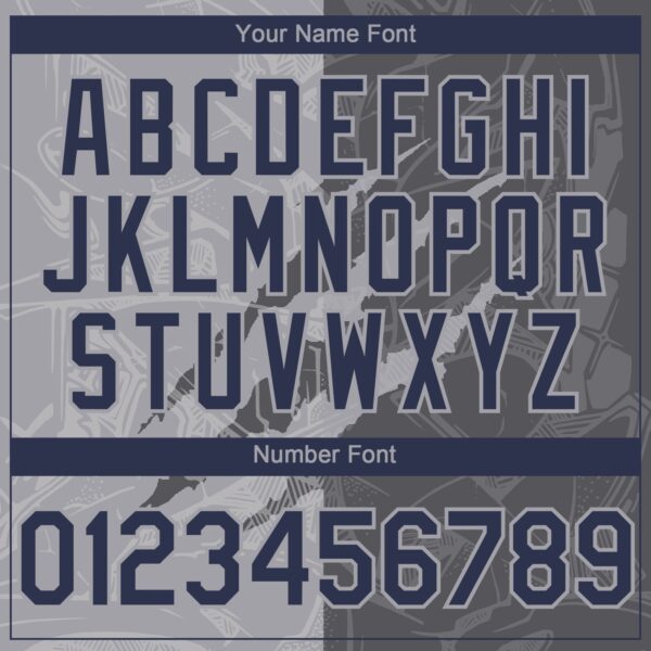 Custom Graffiti Pattern Navy Steel Gray-Gray 3D Scratch Authentic Baseball Jersey