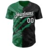 Custom Graffiti Pattern White Black-Kelly Green 3D Scratch Authentic Baseball Jersey
