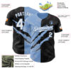 Custom Graffiti Pattern White Black-Light Blue 3D Scratch Authentic Baseball Jersey