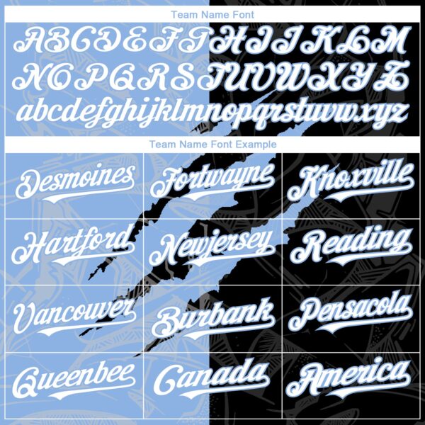 Custom Graffiti Pattern White Black-Light Blue 3D Scratch Authentic Baseball Jersey