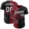 Custom Graffiti Pattern White Black-Crimson 3D Scratch Authentic Baseball Jersey
