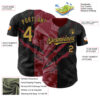 Custom Graffiti Pattern Old Gold Black-Crimson 3D Scratch Authentic Baseball Jersey